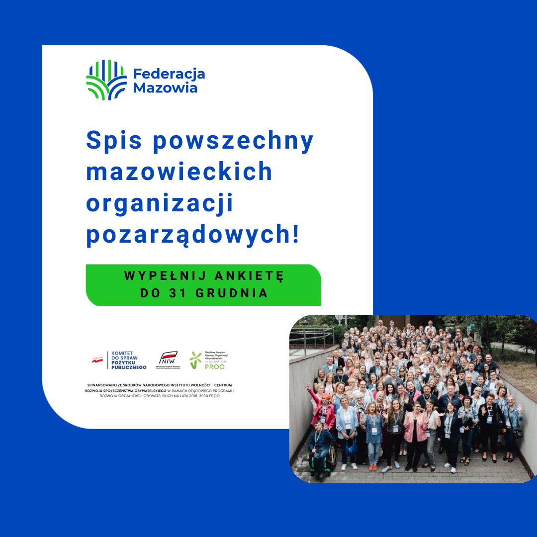 niebiesko białe tło z niebieskim napisem Spis powszechny organizacji pozarządowych!